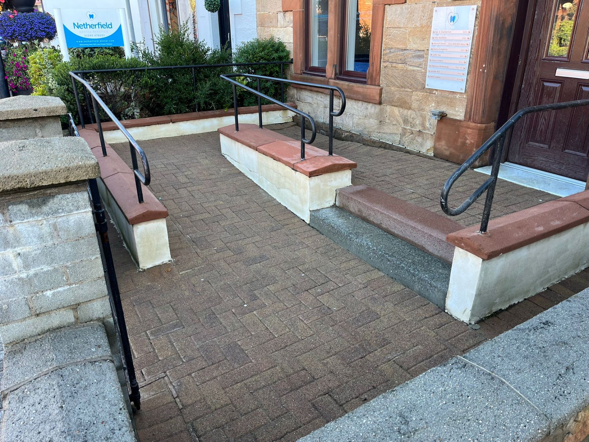 Pressure washing a paved entrance ramp - Frosty Enterprises Ltd t/a Frostys Cleaning Services