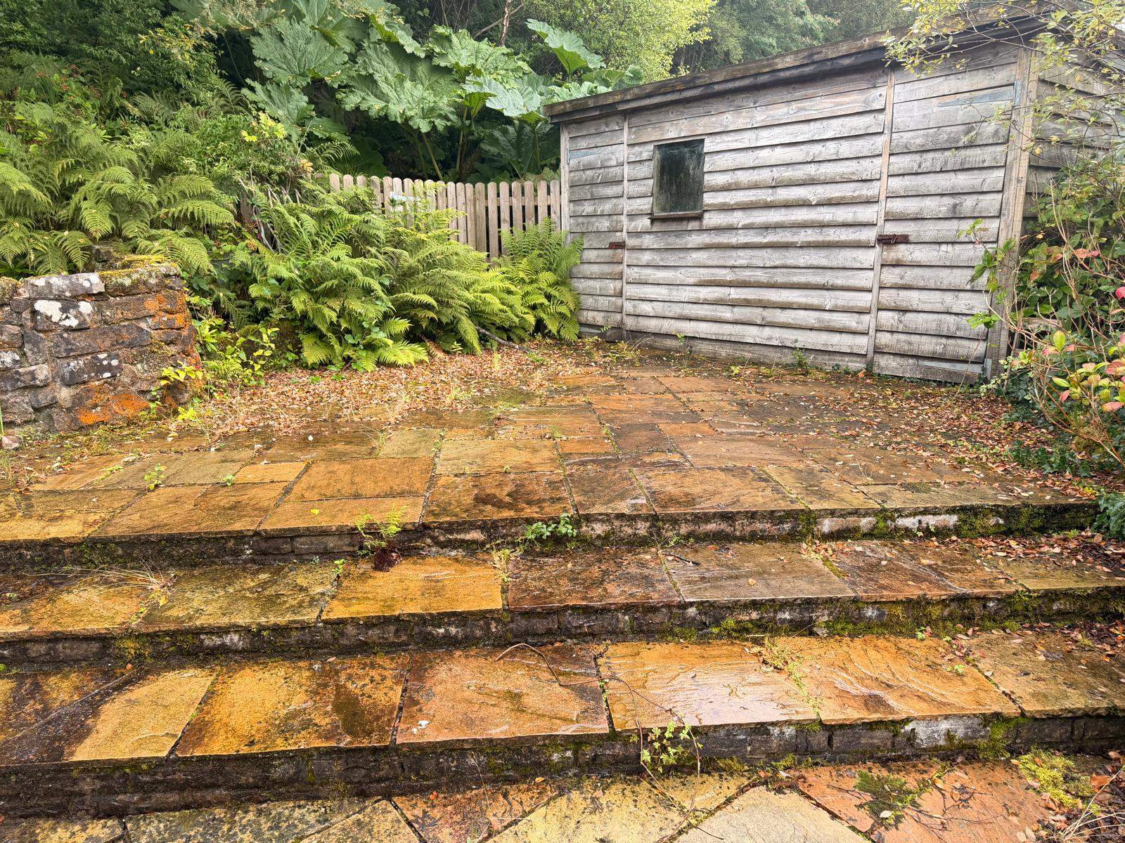 Softwashing garden steps and a raised patio - Frosty Enterprises Ltd t/a Frostys Cleaning Services