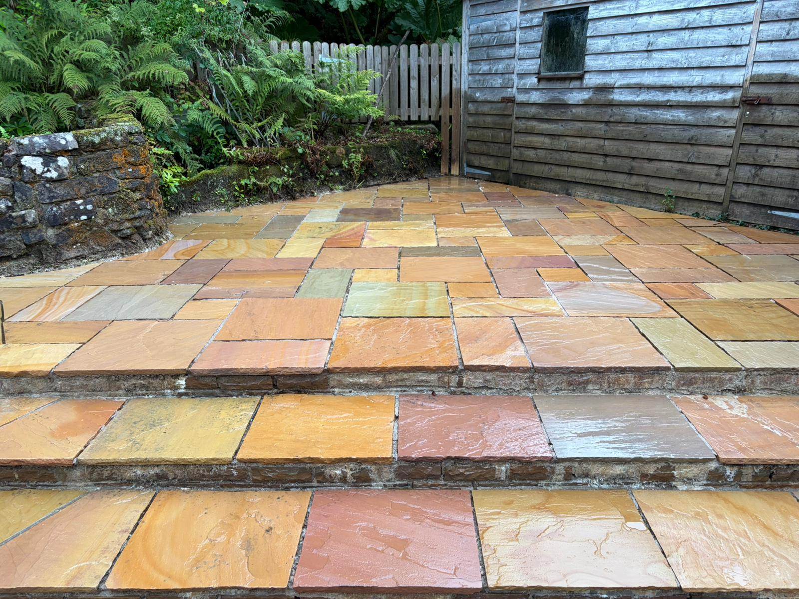 Softwashing garden steps and a raised patio - Frosty Enterprises Ltd t/a Frostys Cleaning Services