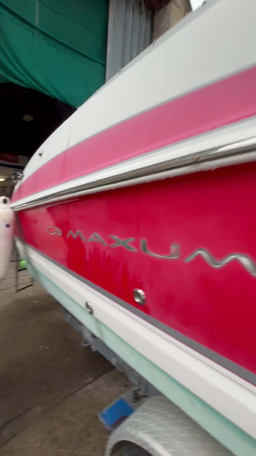 Red Gelcoat Gloss Restoration | Maxum Sports Boat, North Wales - Bright Boat Detailing